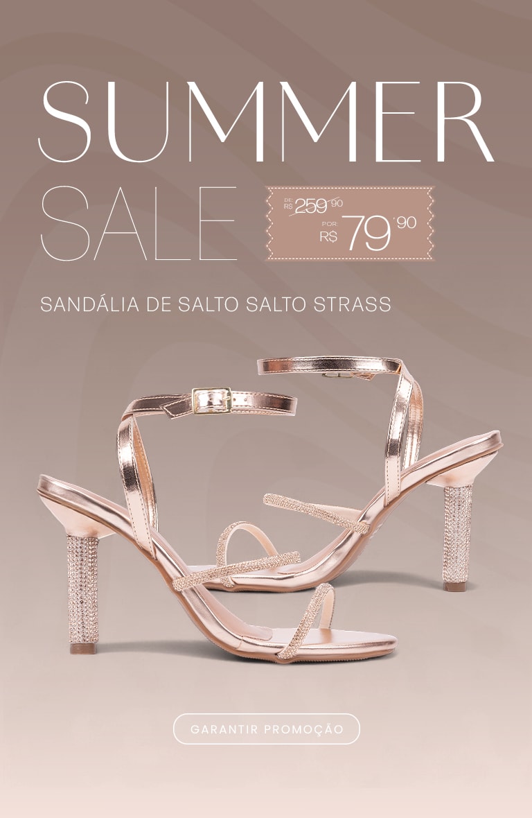 Sandália Feminina Salto de Strass
