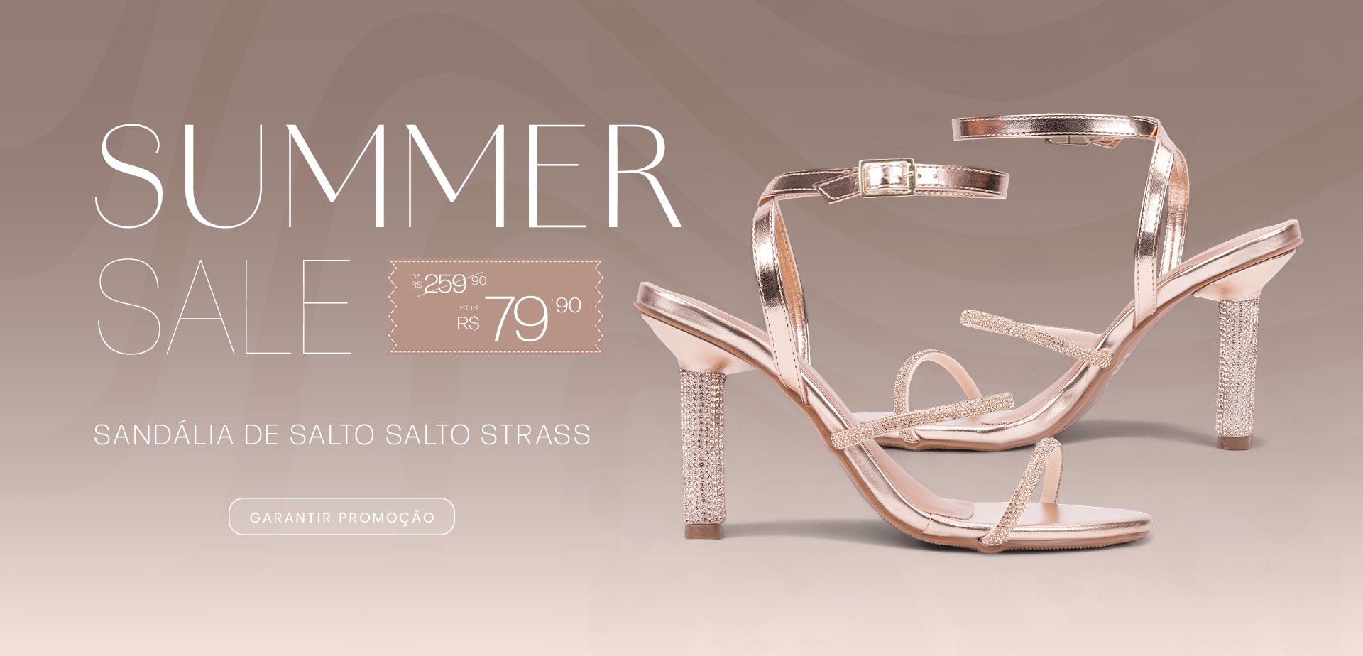Sandália Feminina Salto de Strass
