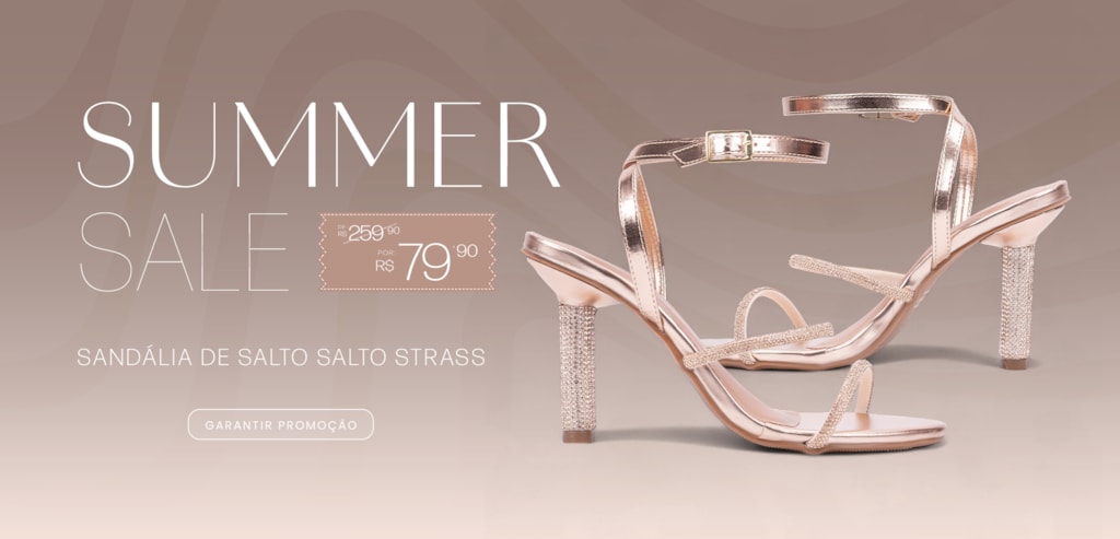 Sandália Feminina Salto de Strass