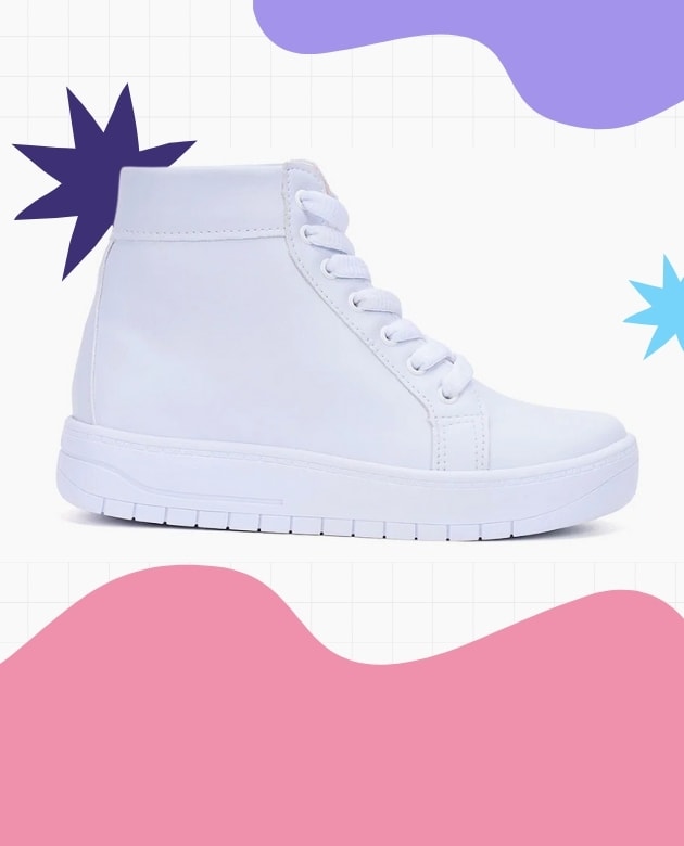 Tênis infantil feminino cano alto para escola, confortável e resistente para acompanhar o crescimento