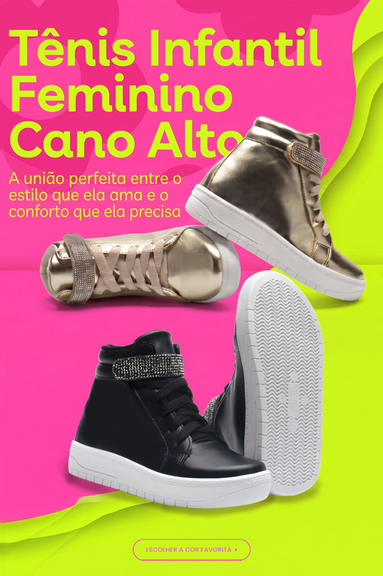 Tênis Infantil Feminino Cano Alto: Estilo e Conforto