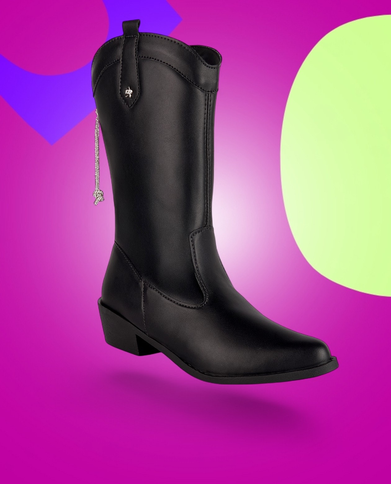 Bota texana infantil preta com cordão de strass Menina Fashion – diversão e brilho para o inverno