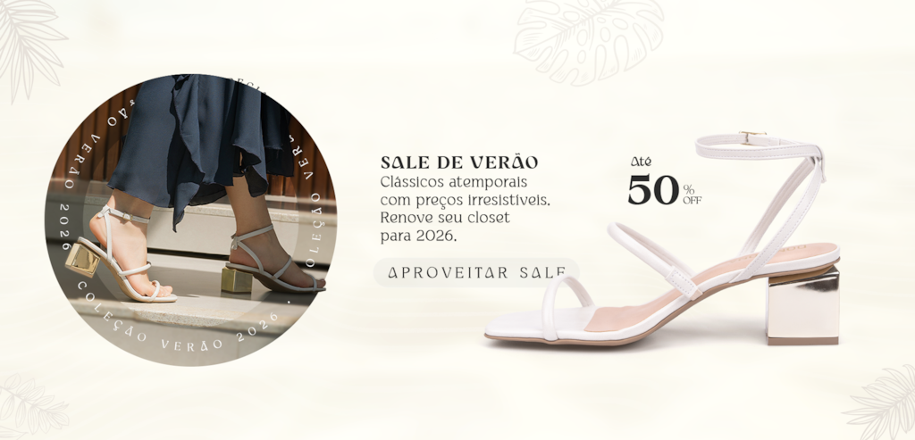 Sale de Verão Domidona | Sandália Off-White com Salto Bloco até 50% OFF