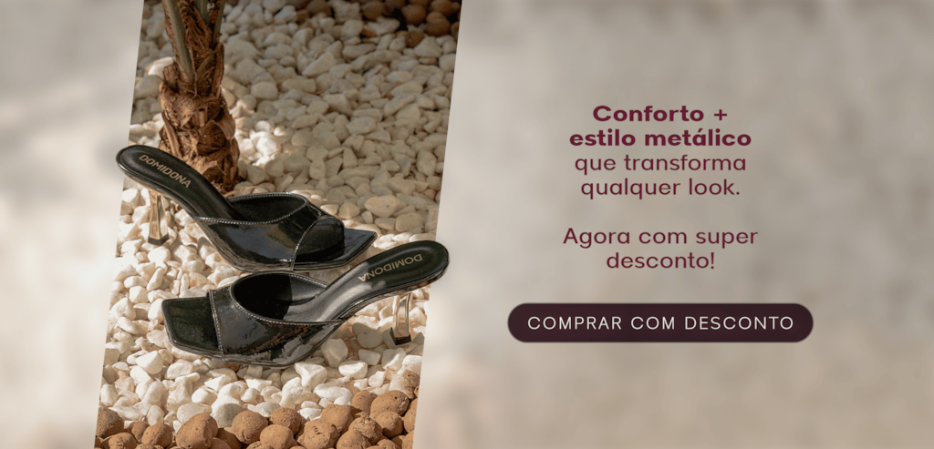 Tamanco Preto Salto Metálico Feminino em Promoção | Domidona