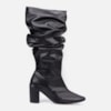 Bota Feminina Slouchy Bico Fino Salto Bloco Elegante Preto