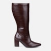Bota Social Feminina Marrom Cano Alto Bico Fino Salto Alto Bloco