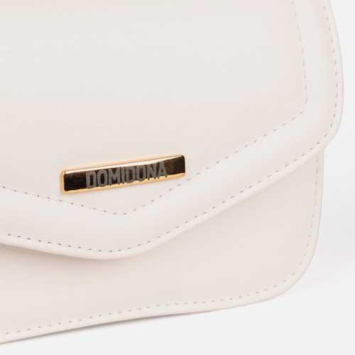 Bolsa Feminina Off White Domidona Mini Bag Pequena com Corrente Dourada