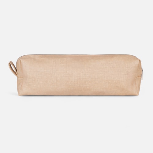 Bolsa Nécessaire Bege Trama Natural Feminina Média Viagem Toque Artesanal