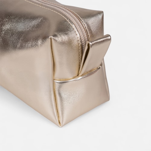 Bolsa Nécessaire Dourada Brilho Metalizado Feminina Média Viagem Glamour