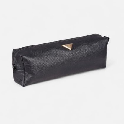 Segunda imagem do produto Bolsa Nécessaire Preta Trama Natural Feminina Média Viagem Toque Artesanal