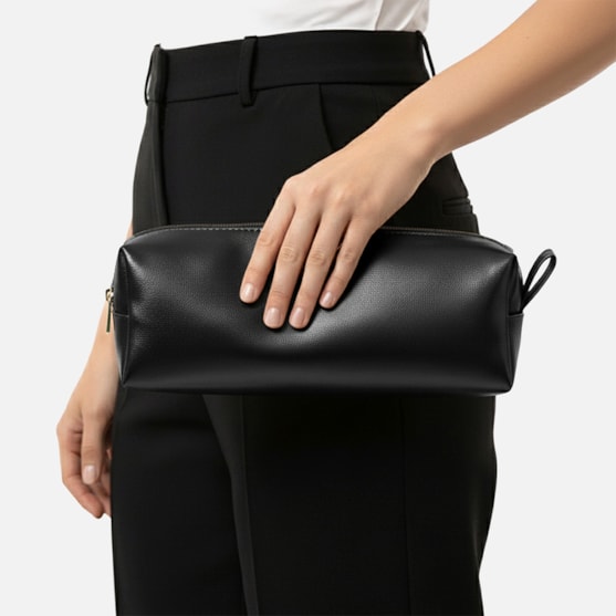 Segunda imagem do produto Bolsa Nécessaire Trama Natural Feminina Média Viagem Toque Artesanal