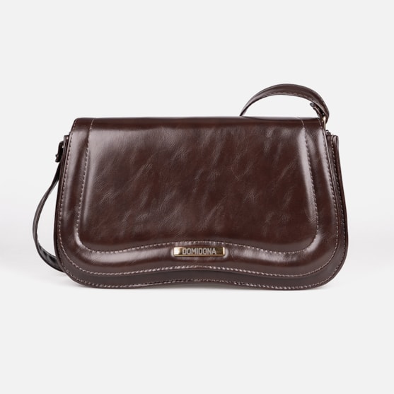 Bolsa Tiracolo Feminina Marrom Domidona Média Retrô Chic Alça Ajustável