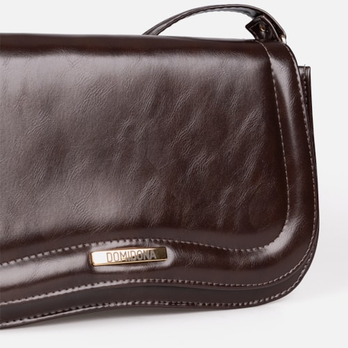 Bolsa Tiracolo Feminina Marrom Domidona Média Retrô Chic Alça Ajustável