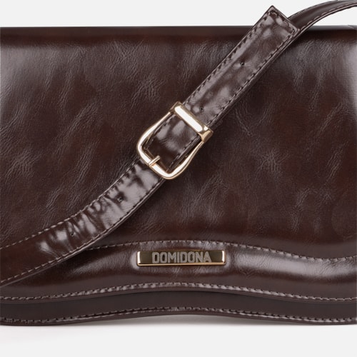 Bolsa Tiracolo Feminina Marrom Domidona Média Retrô Chic Alça Ajustável