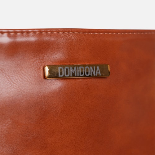 Bolsa Tote Bag Feminina Caramelo Domidona Grande Alça Dupla Detalhes Dourados
