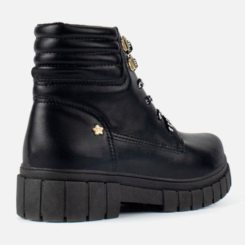 Bota Coturno Feminina Infantil Tratorado Menina Fashion Preto