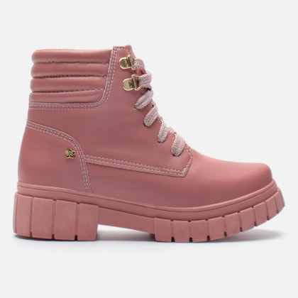 Bota Coturno Feminina Infantil Tratorado Menina Fashion Rosa
