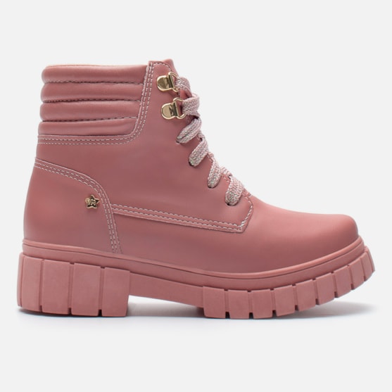 Bota Coturno Feminina Infantil Tratorado Menina Fashion Rosa