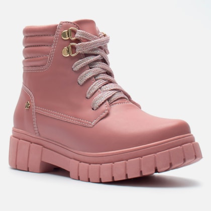 Segunda imagem do produto Bota Coturno Feminina Infantil Tratorado Menina Fashion Rosa