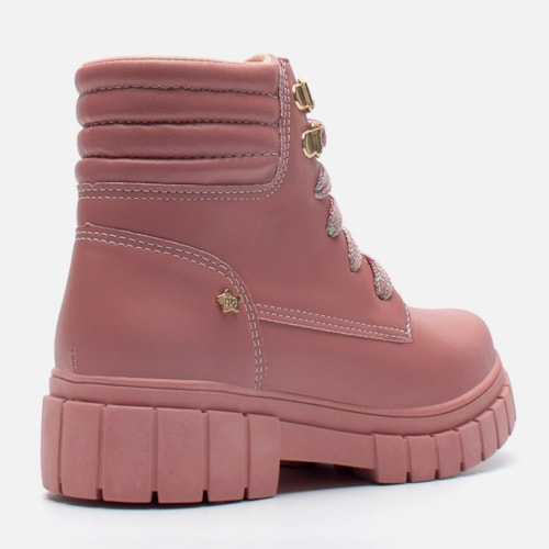 Bota Coturno Feminina Infantil Tratorado Menina Fashion Rosa