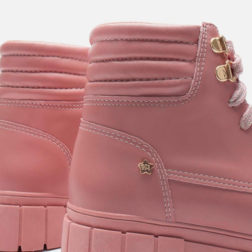 Bota Coturno Feminina Infantil Tratorado Menina Fashion Rosa