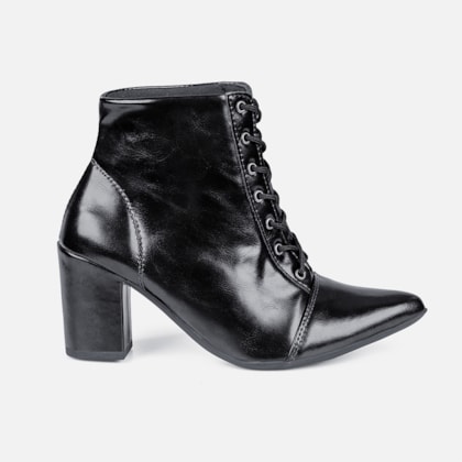 Bota Feminina Cano Curto Bico Fino Salto Grosso Confortável Preta