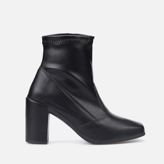 Bota Feminina Cano Curto Salto Grosso Bloco Alto Da Moda Preto