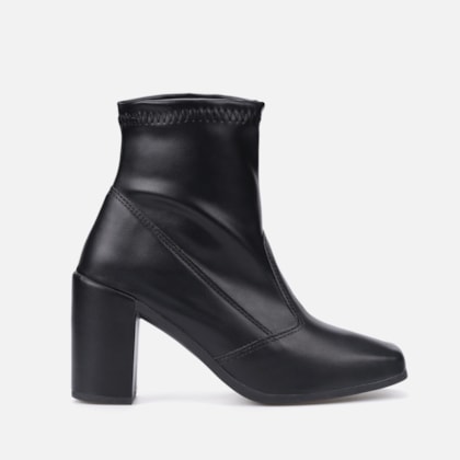 Bota Feminina Cano Curto Salto Grosso Bloco Alto Da Moda Preto