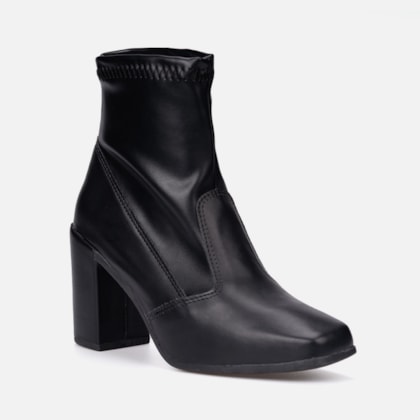Segunda imagem do produto Bota Feminina Cano Curto Salto Grosso Bloco Alto Da Moda Preto