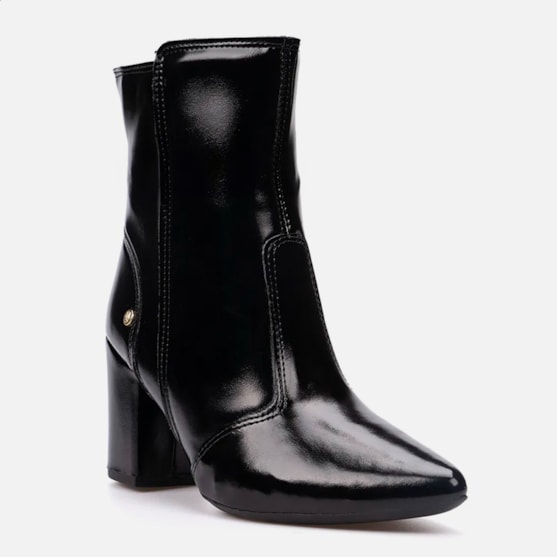 Segunda imagem do produto Bota Feminina Cano Médio Salto Alto Grosso Bico Fino Elegante Preta