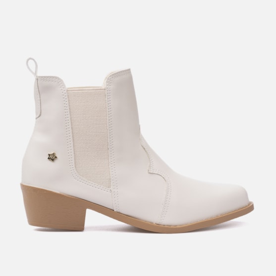 Bota Feminina Chelsea Bordada Infantil Menina Cano Curto Off White