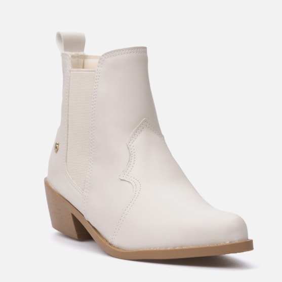 Segunda imagem do produto Bota Feminina Chelsea Bordada Infantil Menina Cano Curto Off White
