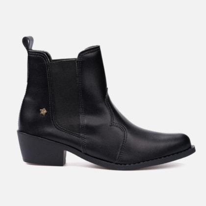 Bota Feminina Chelsea Bordada Infantil Menina Cano Curto Preto