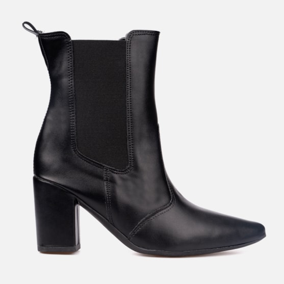 Bota Feminina Chelsea Cano Médio Salto Grosso Da Moda Luxo Preta