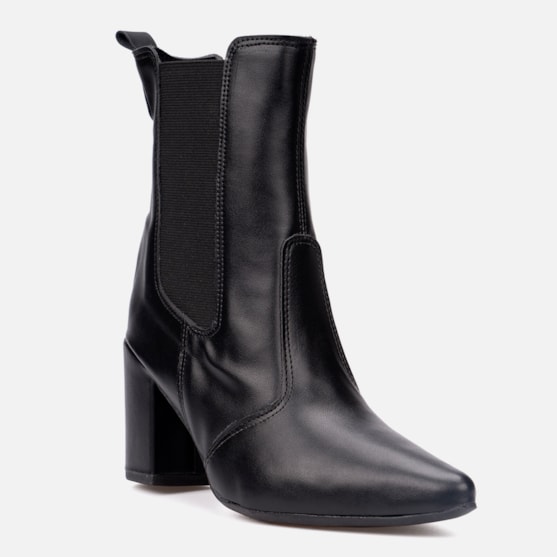 Segunda imagem do produto Bota Feminina Chelsea Cano Médio Salto Grosso Da Moda Luxo Preta