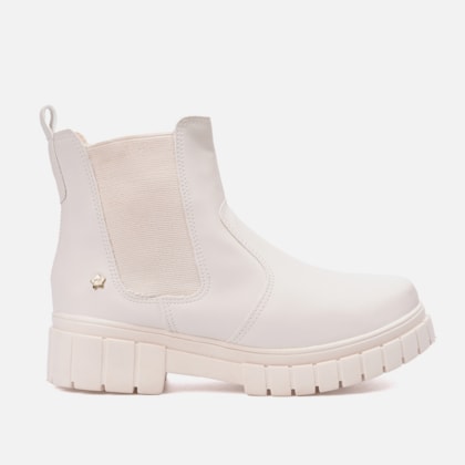 Bota Feminina Chelsea Infantil Menina Tratorada Cano Curto Off White