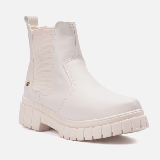 Segunda imagem do produto Bota Feminina Chelsea Infantil Menina Tratorada Cano Curto Off White