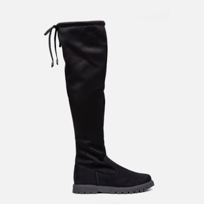 Bota Feminina Infantil Cano Alto Montaria tratorada Com Ziper Da Moda Preta