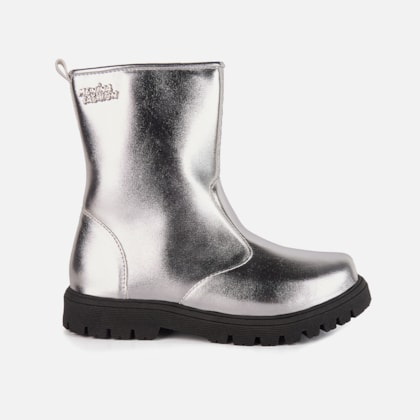 Bota Infantil Prata Cano Curto Montaria Sola Tratorada Menina Fashion