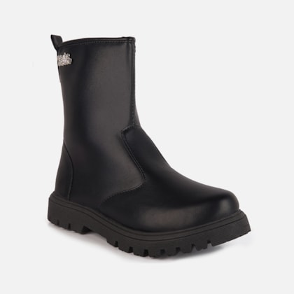 Segunda imagem do produto Bota Infantil Preta Cano Curto Montaria Sola Tratorada Menina Fashion