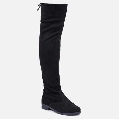 Bota Montaria Over The Knee com Camurça Stretch Preta