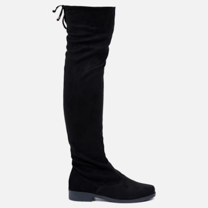 Bota Montaria Over The Knee com Camurça Stretch Preta