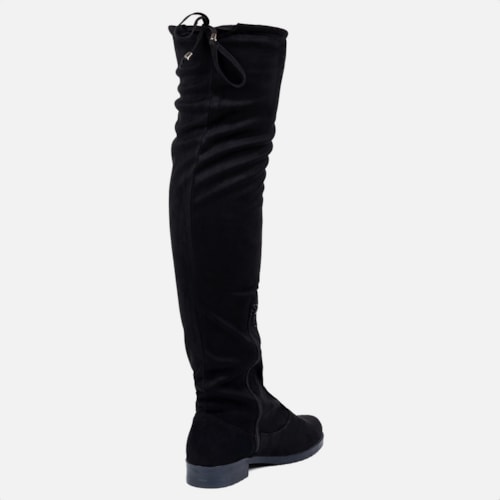 Bota Montaria Over The Knee com Camurça Stretch Preta