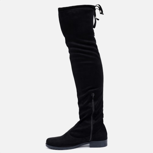 Bota Montaria Over The Knee com Camurça Stretch Preta
