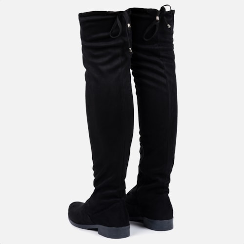 Bota Montaria Over The Knee com Camurça Stretch Preta