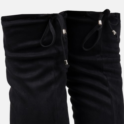 Bota Montaria Over The Knee com Camurça Stretch Preta