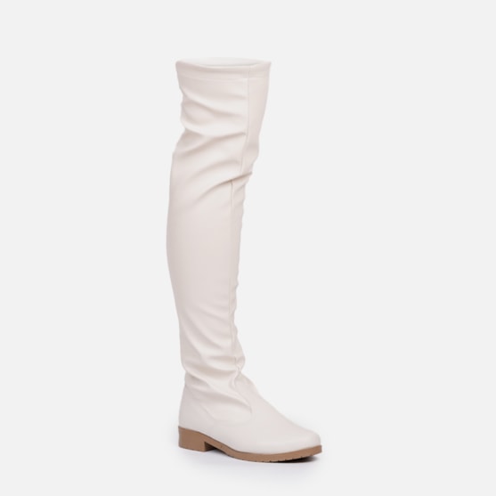 Segunda imagem do produto Bota Montaria Over The Knee com Napa Stretch Off White