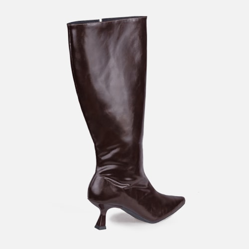 Bota Social Marrom Feminina Domidona Cano Alto Salto Fino Taça Elegante