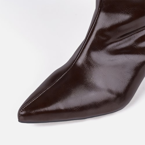 Bota Social Marrom Feminina Domidona Cano Alto Salto Fino Taça Elegante