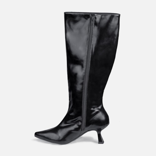 Bota Social Preta Feminina Domidona Cano Alto Salto Fino Taça Elegante